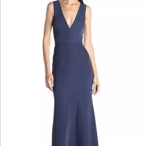 BCBG long gown open back Navy size 12
